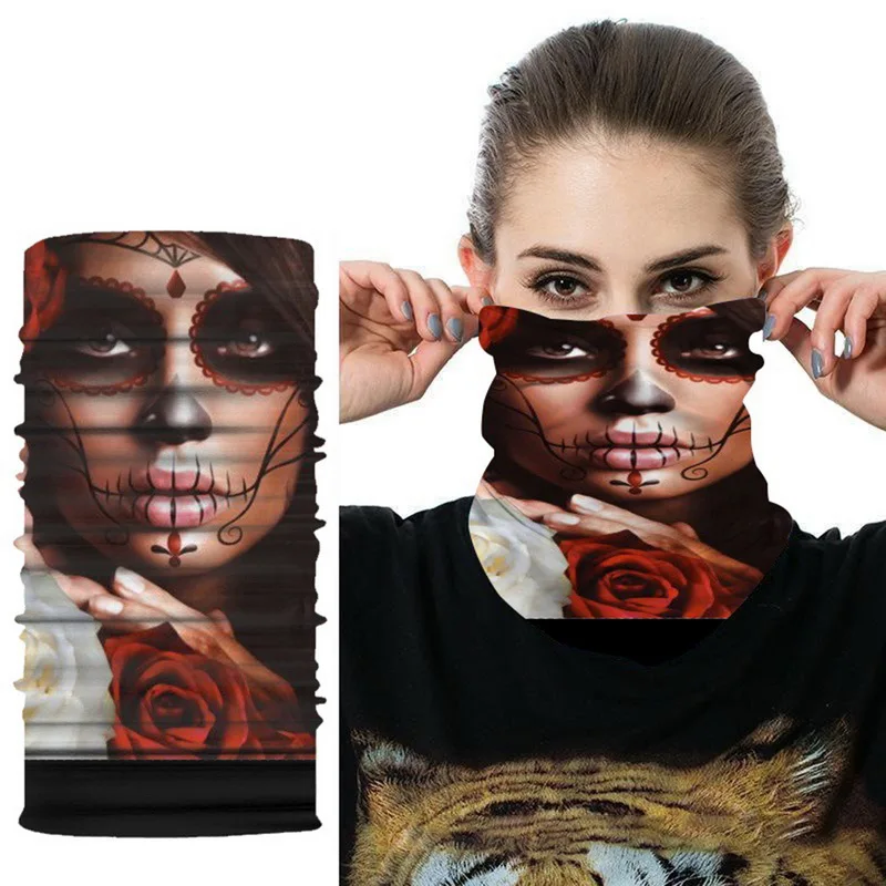 

1PCS Bandanas Climbing Hiking Scarf Warmer Windproof Skeleton Skull Scarf Neck Half Cycling Ghost Scarf Face Mask Outdoor Sports