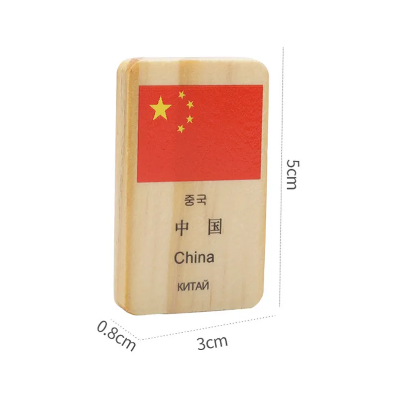 100pcs Multilingual Country National Flag Domino Wooden Toys Understanding the World Block Early Education Cognitive Game | Игрушки и