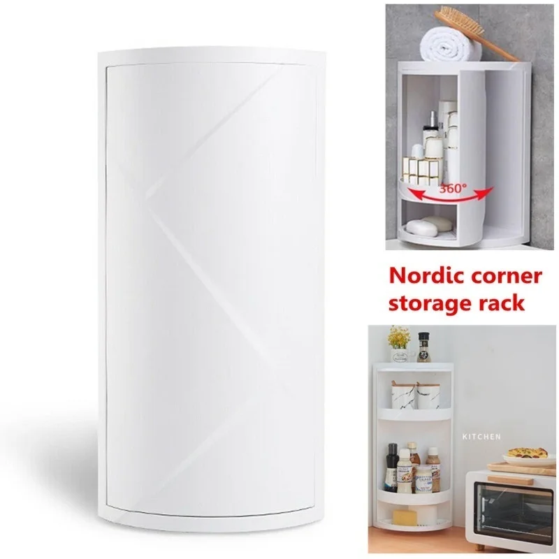 Многофункциональная Ванная комната Кухня Вращающийся угол хранения треугольная