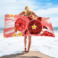 maoli turtle polynesian hibiscus flower 3d print shower bath towels for adults soft absorbent swimming sport poncho robe blanket