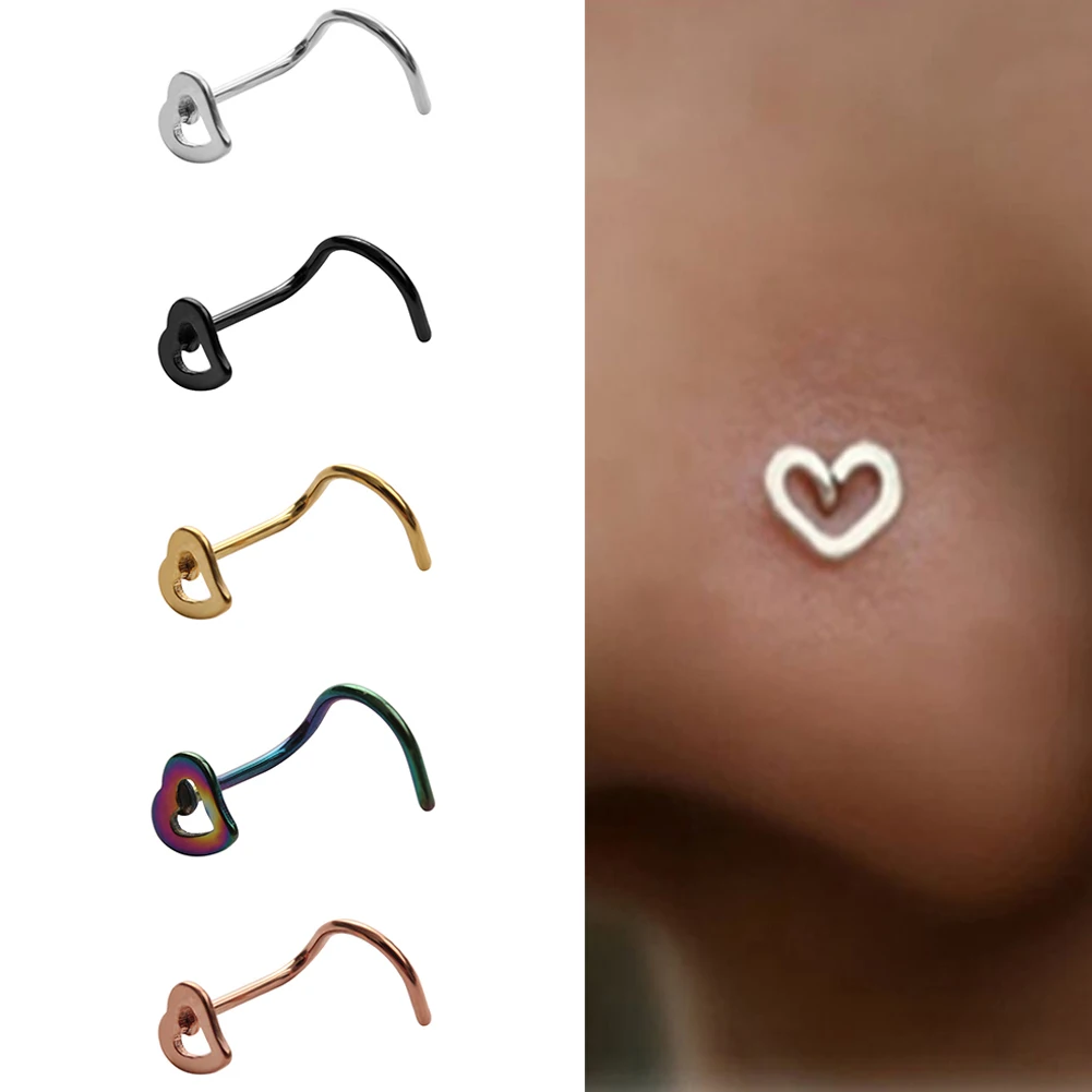 Хирургическое стальное маленькое Сердечко с драгоценным камнем винтовая