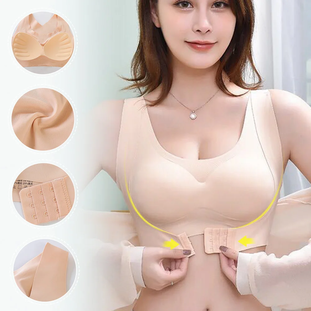 

Women's Bra Front Hook-and-Eye Back Cross Straps Push-up Lingerie Yoga Sports Bra