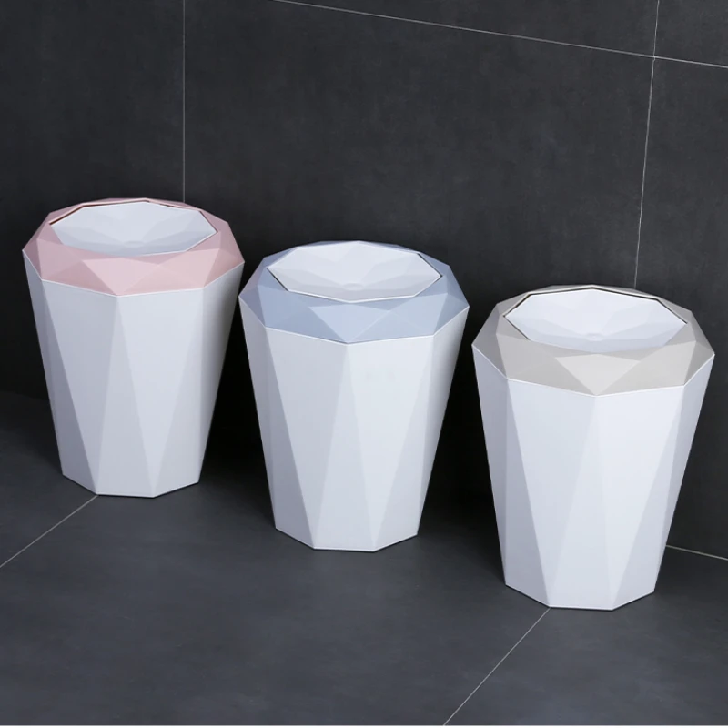 

Nordic Modern Flap Plastic Type Trash Can Simple Home Desktop Office Kitchen Living Room Garbage Storage Wastebasket Organizer