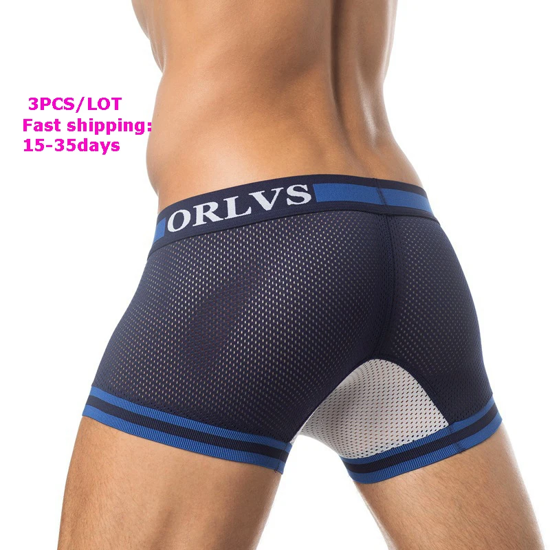 Мужские трусы боксеры из сетчатой ткани OR/H114 черные короткие с U образным