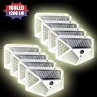 100 светодиодный открытый солнечный светильник Водонепроницаемый зарядное устройство на солнечной батарее с движения Сенсор энергосберегающие четырехсторонний лампа для украшения сада