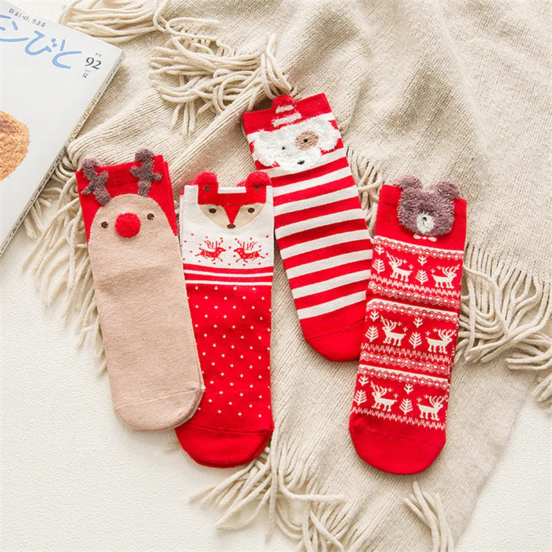 

1 Pair Women socks Casual winter Christmas Socks David's deer Socks Cotton Cartoon Keep Warm lady Socks Christmas Gift
