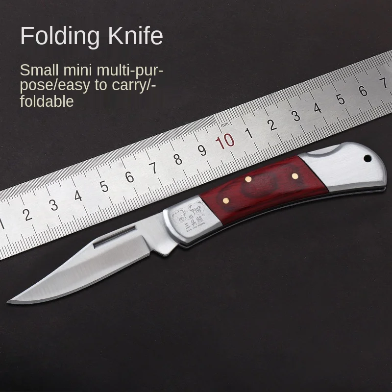 

Stainless Steel Portable Outdoor Knife Creative Folding Knife Fruit Peeling Field Defense Solid Wood Handle Knife