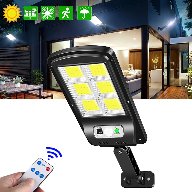 

Уличный светодиодный светильник на солнечной батарее, 160 COB, уличный водонепроницаемый настенный светильник, садовый светильник с датчиком ...