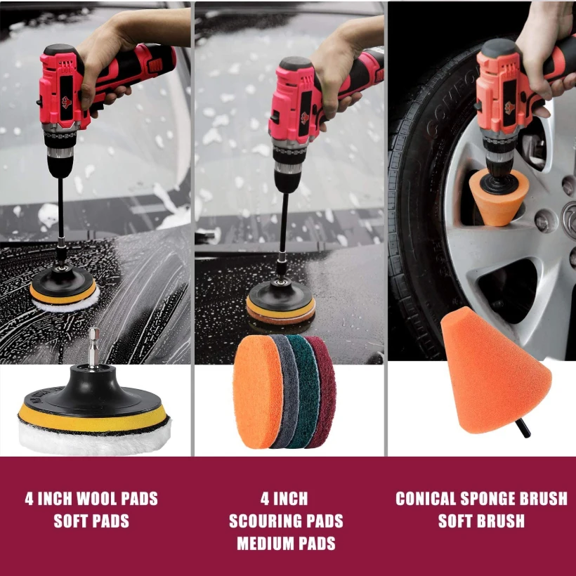 

Car Polishing Cleaning Brush Set Kitchen Toilet Electric Drill Brush Cleaning Kit Floor Scouring Pad Cleaning Brush