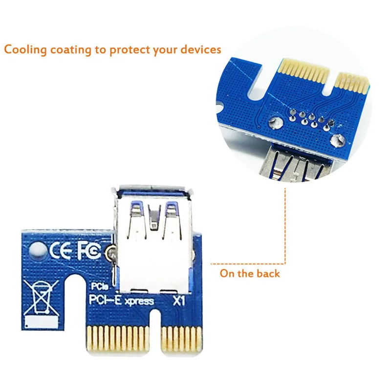 PCI-E удлинитель PCI Express Riser Card ver 006 1x до 16x USB3.0 SATA 4Pin IDE Molex разъем питания для