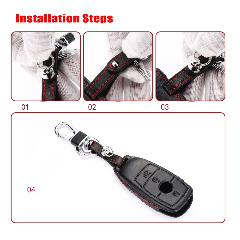 Кожаный чехол для автомобильного ключа брелок Mercedes Benz AMG E Class W213 / C W205 изготовлен