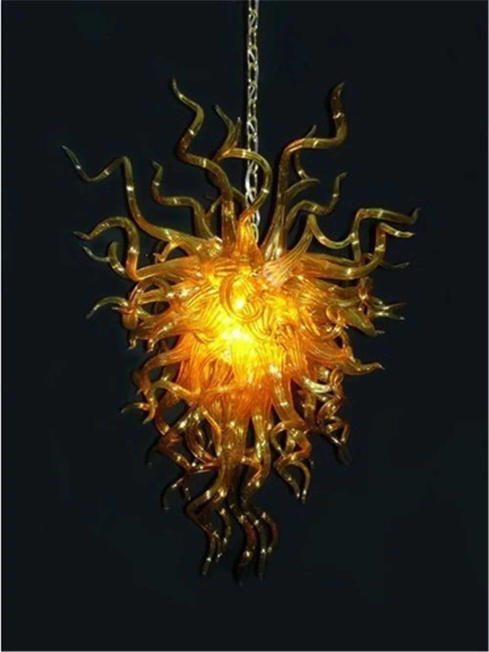 

Amber Colored Chihuly Styled Chandeliers Indoor Decoration Mouth BLown Borosilicate Glass Pendant Lamps