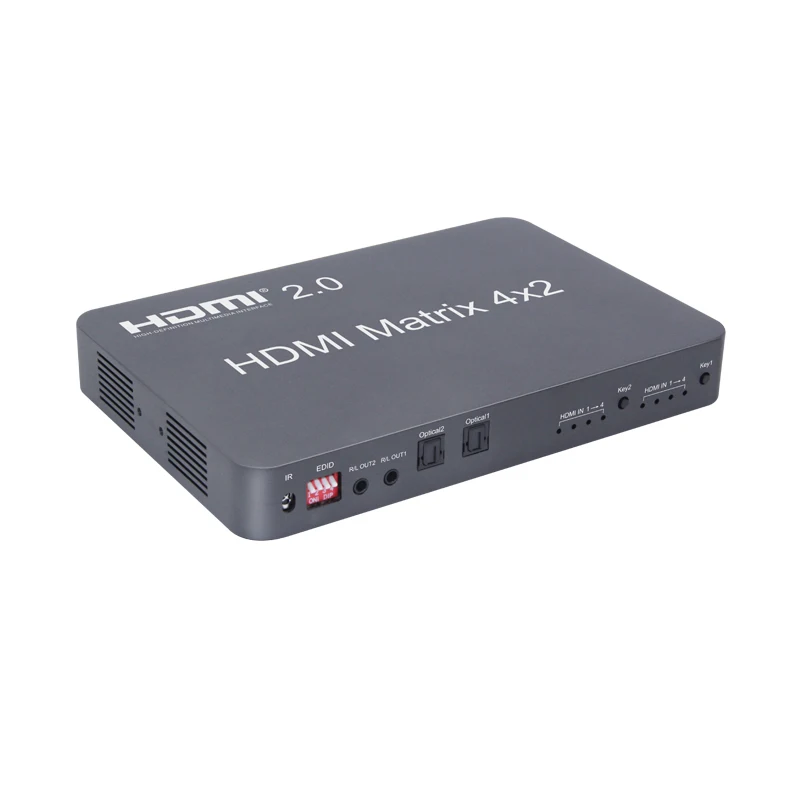 HDMI совместимый 2 0 матричный скалер 4x2 4K 60 Гц HD переключатель сплиттер Поддержка