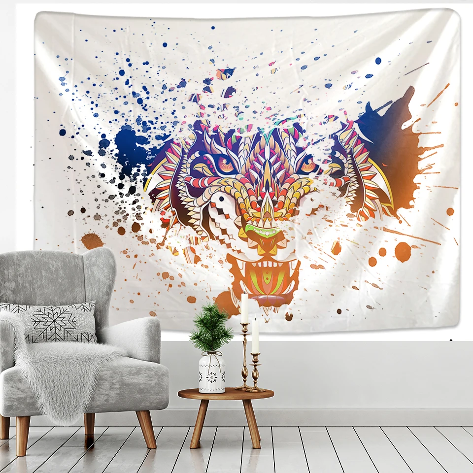 Богемный настенный гобелен в стиле хиппи большой размер с животными г. Настенная