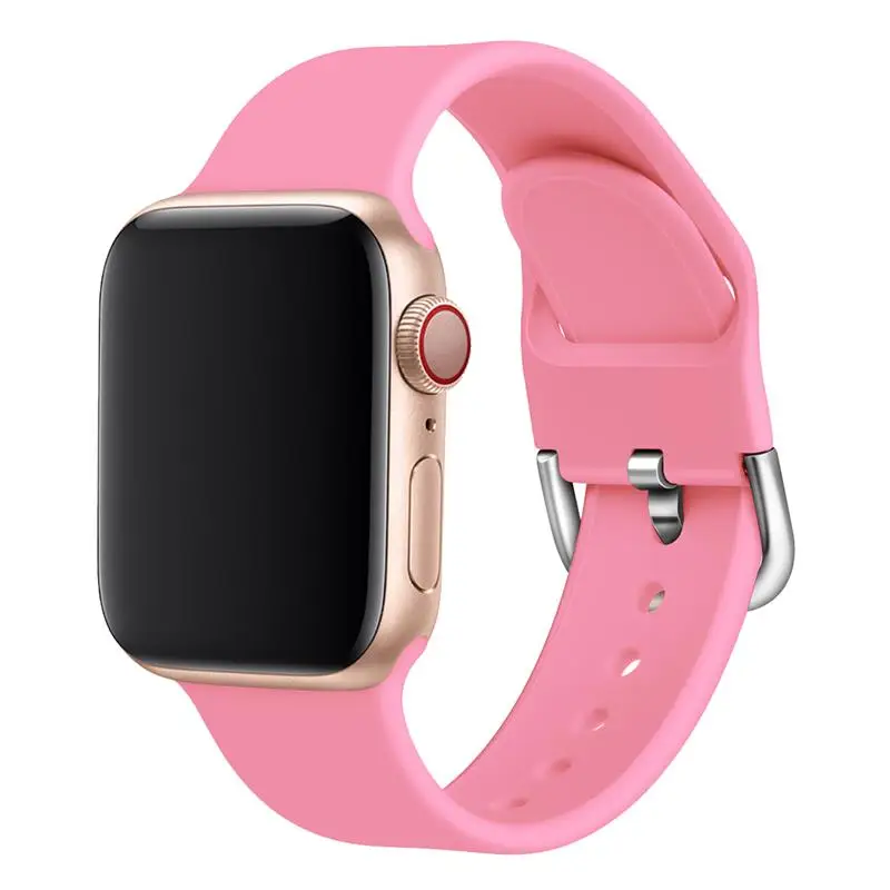 Bright pink Спортивный силиконовый ремешок для apple watch 5 4 band 44 мм iwatch band 42 мм correa 38 мм pulseira apple watch 5 4 3 2 Браслет ремешок для часов - Цвет ремешка: Bright pink