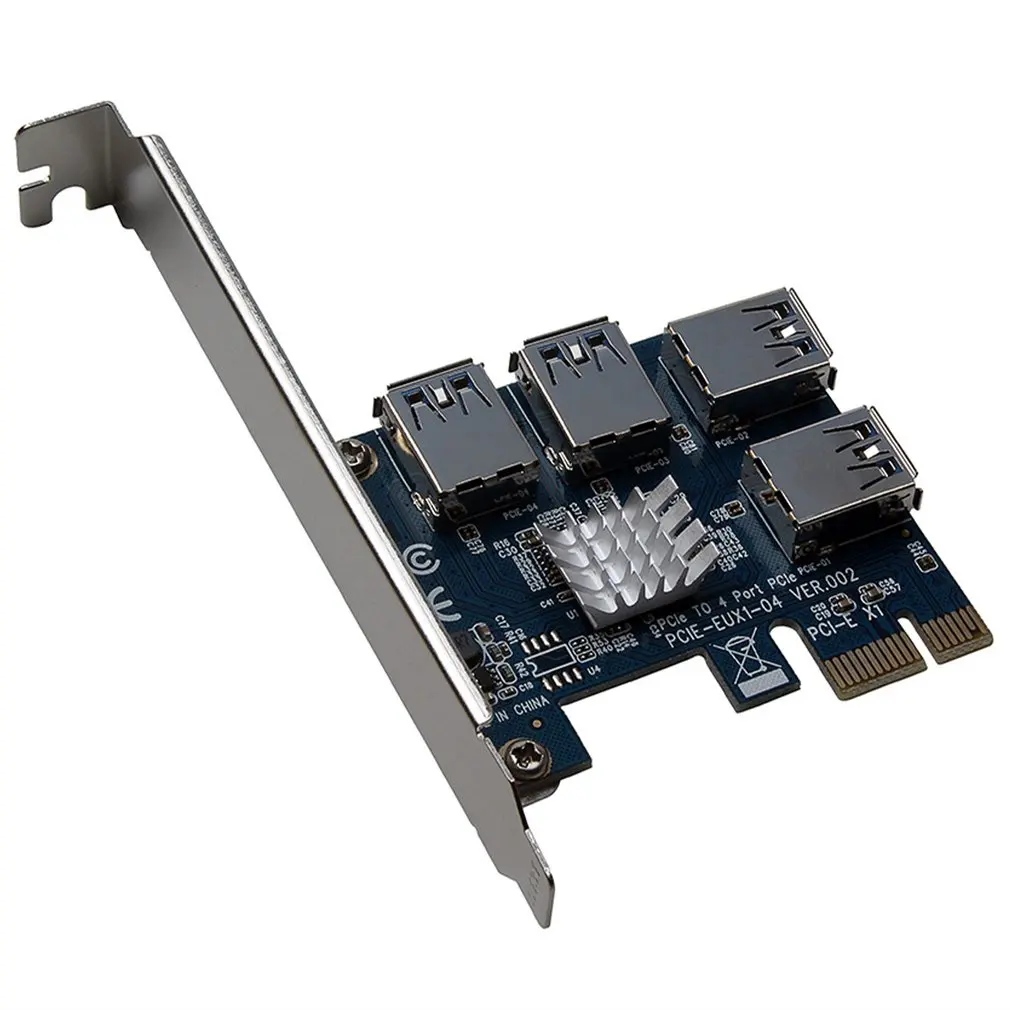 

Hot PCIE PCI-E PCI Express Riser Card One To Four USB 3.0 Slot Multiplier Hub Adapter For Bitcoin Mining Miner BTC Devices
