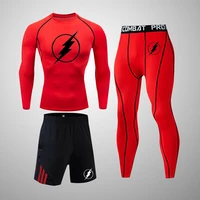 mens compression sets tracksuit hero the flash mens sport jogging suit running set rashguard gym clothing men fitness