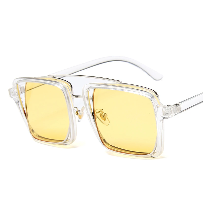 Korean version of the new ladies sunglasses Fashion personality double beam large box concave double-layer glasses | Аксессуары для
