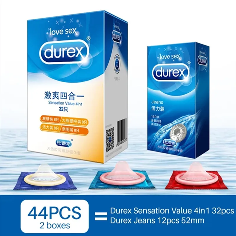 

Durex Condoms 44pcs Sensation Value 4in1 Durex Jeans Ultra Thin Lubricated Sex Products Natural Rubber Latex Penis Contraception