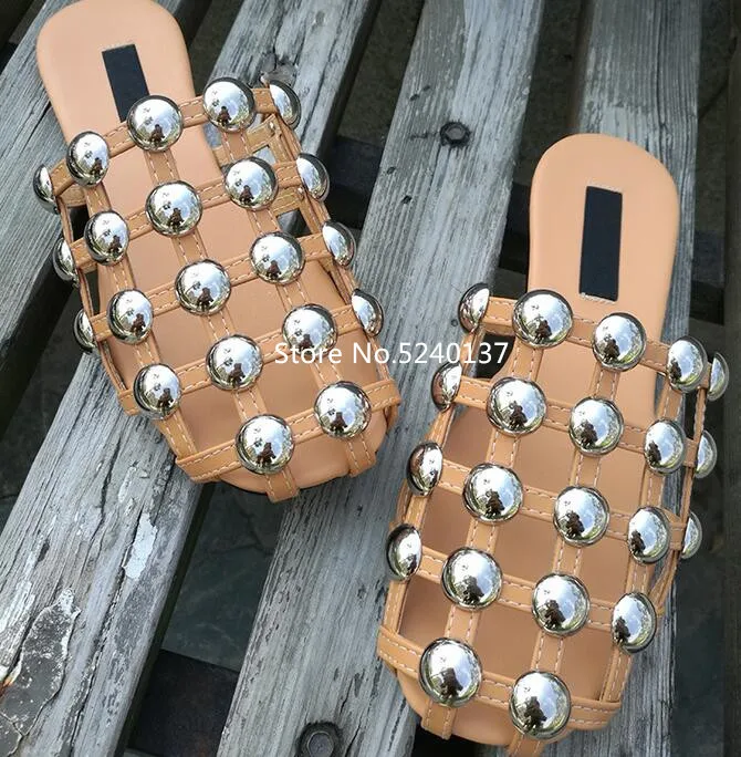 Женские сандалии гладиаторы с кристаллами и заклепками открытые летние пляжные