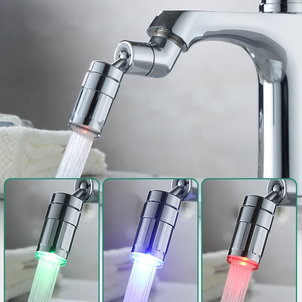 

Color Change Temperature Basin Tap Rotating Bathroom Toilet LED Water Faucet Sprayer Hydraulic Kitchen Led Faucet Lamp