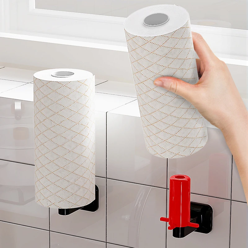 

Kitchen Self-adhesive Accessories Under Cabinet Paper Roll Rack Towel Holder Tissue Hanger Storage Rack for Bathroom Toilet
