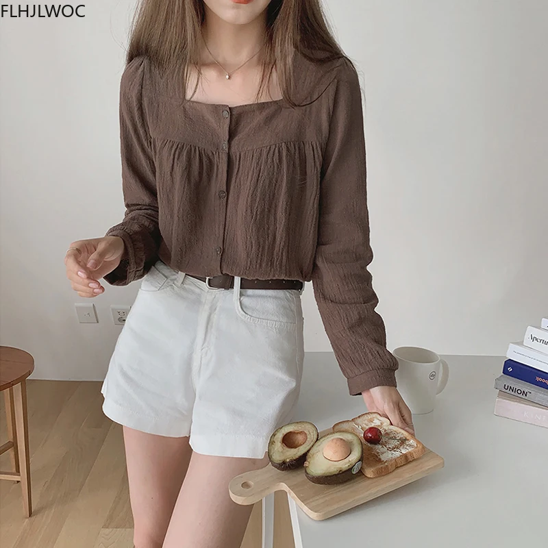 Рубашка женская однобортная на пуговицах хлопковая Базовая Блузка с длинным