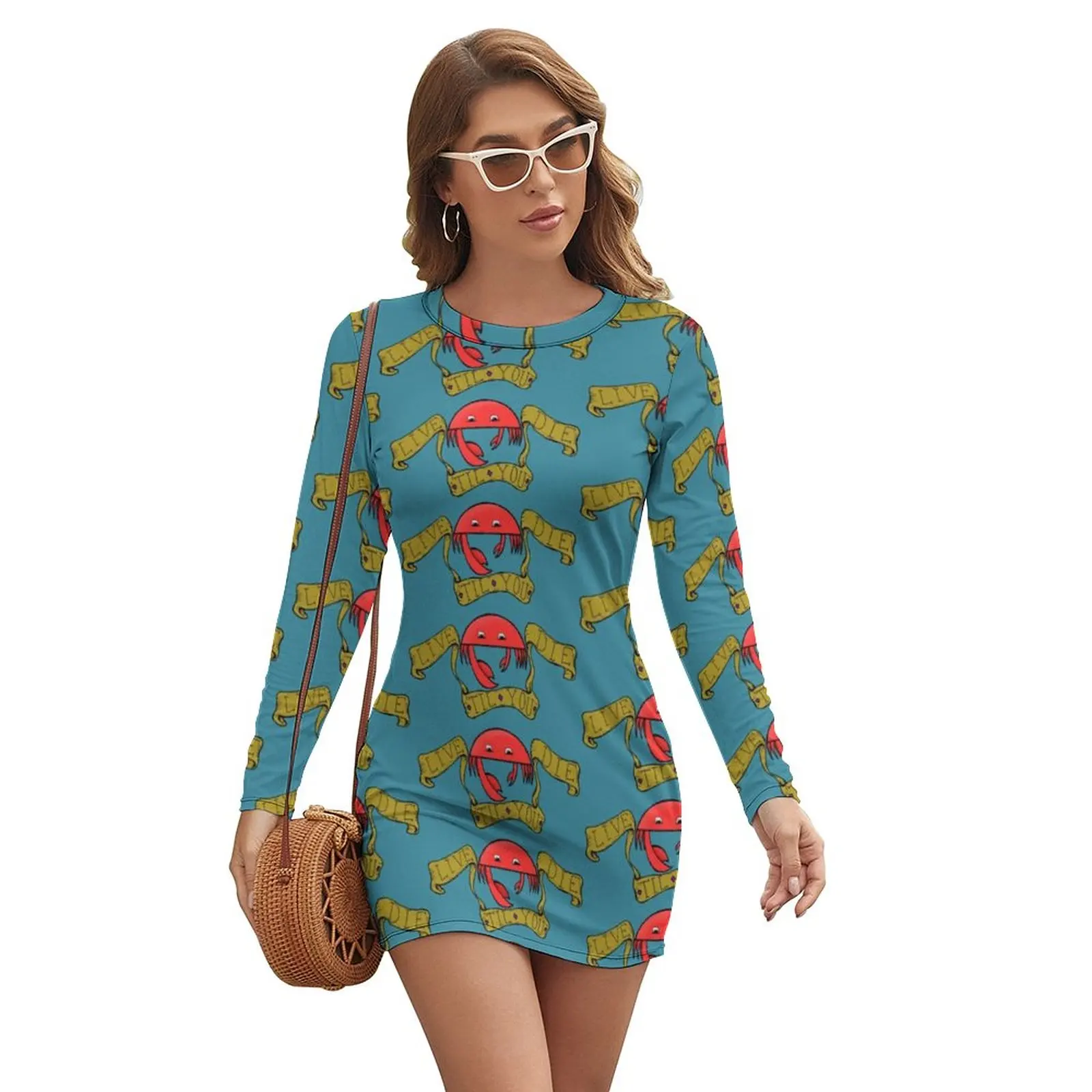 

Queens Of The Stone Age Dress Long Sleeve Pattern Date Bodycon Tight Youth Polyester Elastic One-Piece Dress