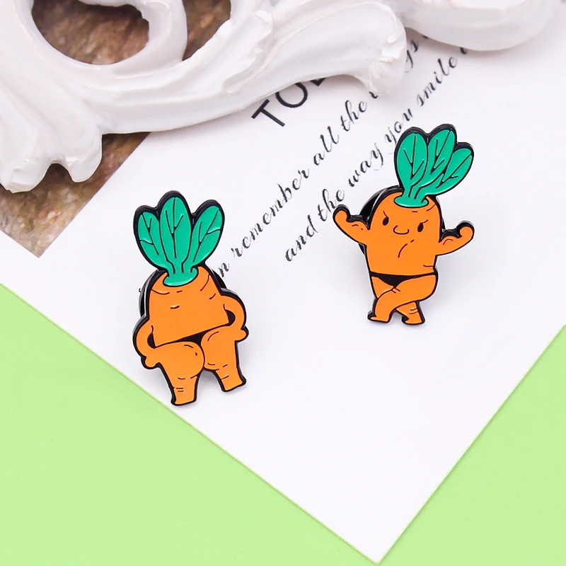 Забавные броши-редиски Macho оранжевая морковь мужские бикини эмалированные