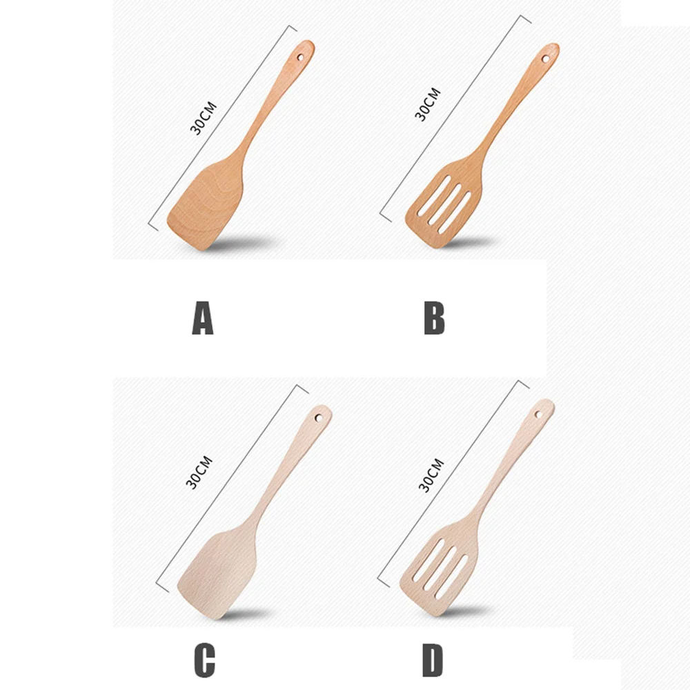 

Wood Spatula Kitchen Accessories Non-Stick Cookware Cooking Tools Gift Wooden Shovel Long Handle Slotted Spatula