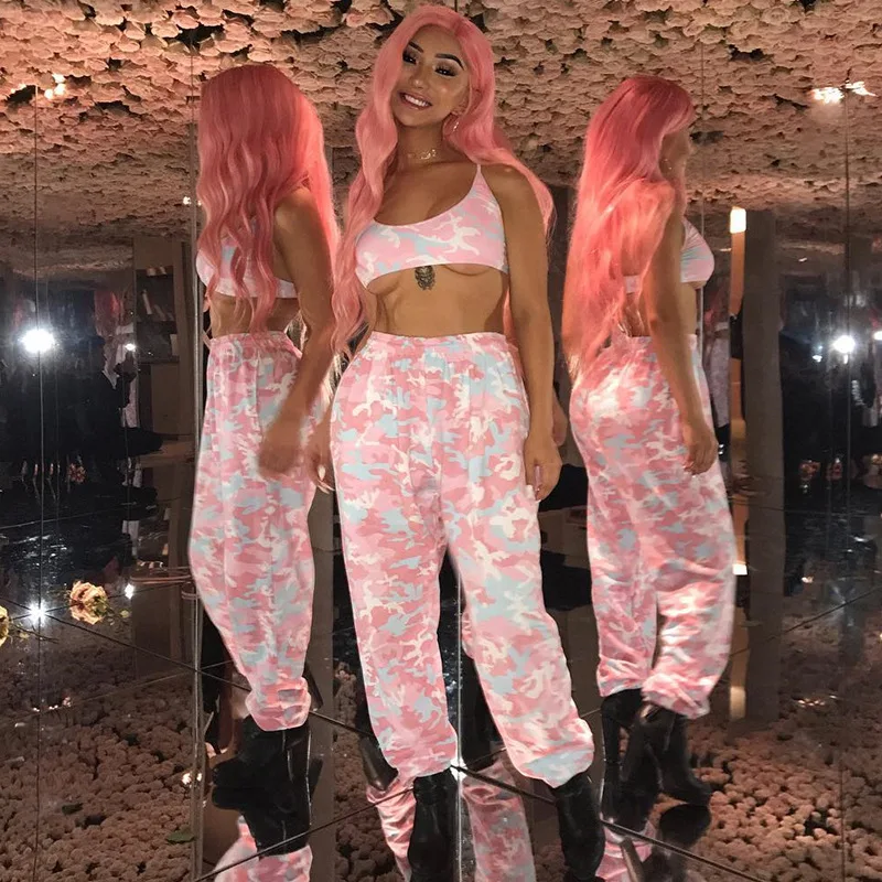 

MINGLIUSILI Camouflage Print Sweatpants Women Spring 2021 Fashion Joggers Women Cotton Streetwear Loose High Waist Trousers