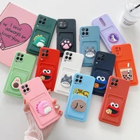 cartoon card slot holder phone case for huawei p40 lite e p30 pro p50 pro nova 7 se y7p 2020 nova 6 se nova 7i pocket cover