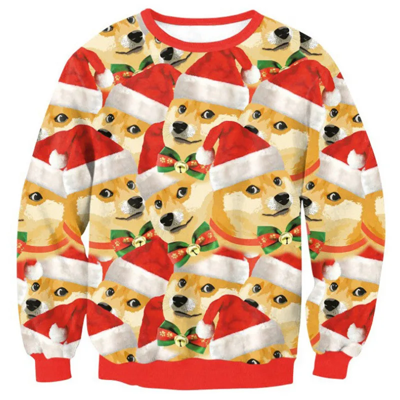 Свитер унисекс Рождественский с 3D-принтом теплый джемпер оверсайз | Женская