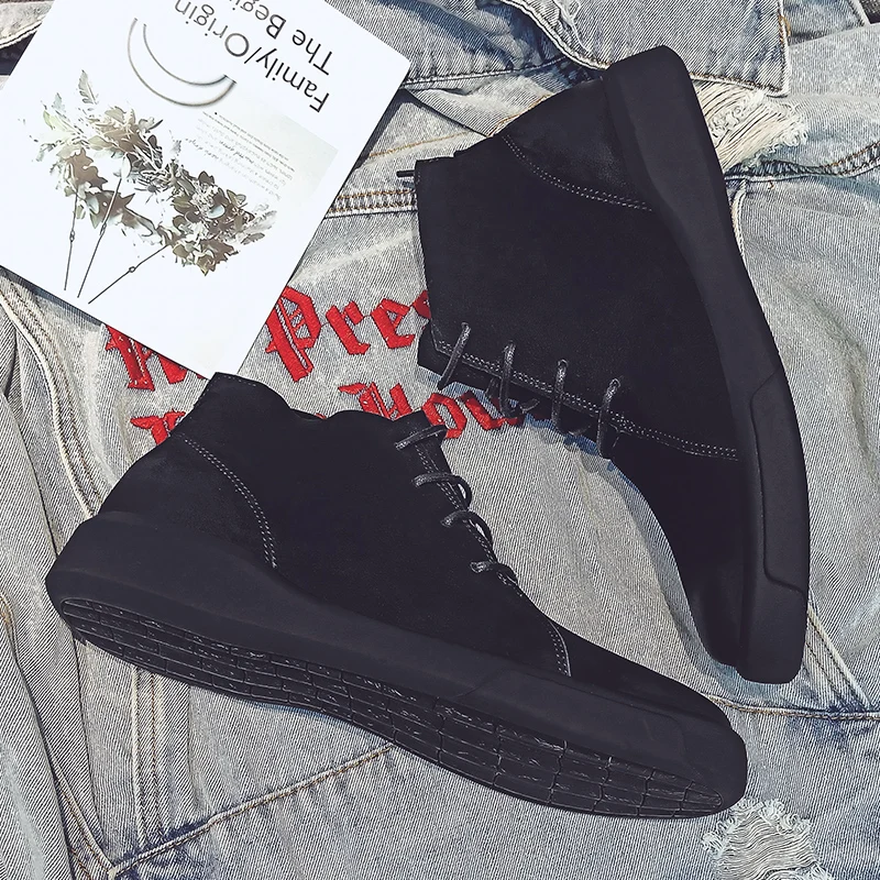 Beli Boot Chelsea Pria Musim Dingin Fashion Sepatu Bot Santai Pria Trendi Kulit Sapi Slip-On Cokelat Sepatu Kasual High Top Hitam