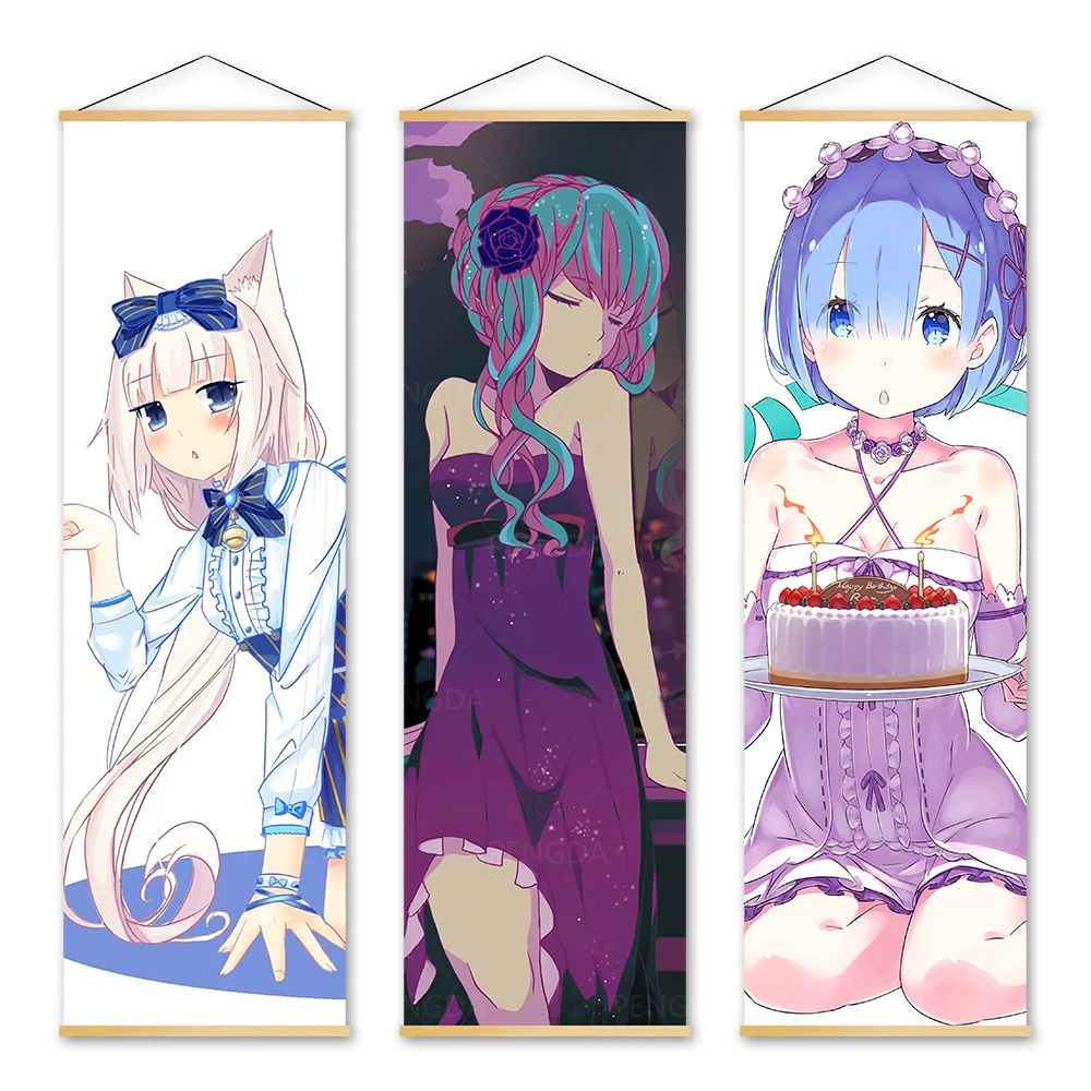 

Canvas Print Re Life in a Different World from Zero Picture Wall Art Painting Solid Wood Hanging Scrolls Poster Anime Home Decor