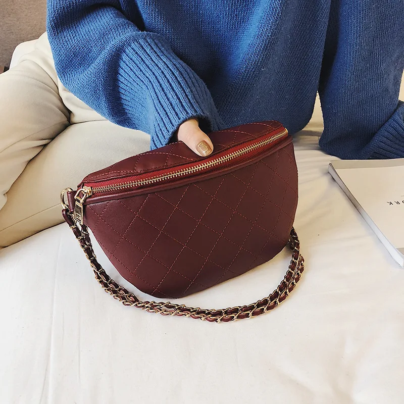 

Bags 2020 New Women's Bag PU Leather Shoulder Bag Women's Fashion Rhombus Chain Bag Wild Single Shoulder Messenger BagTote Bag