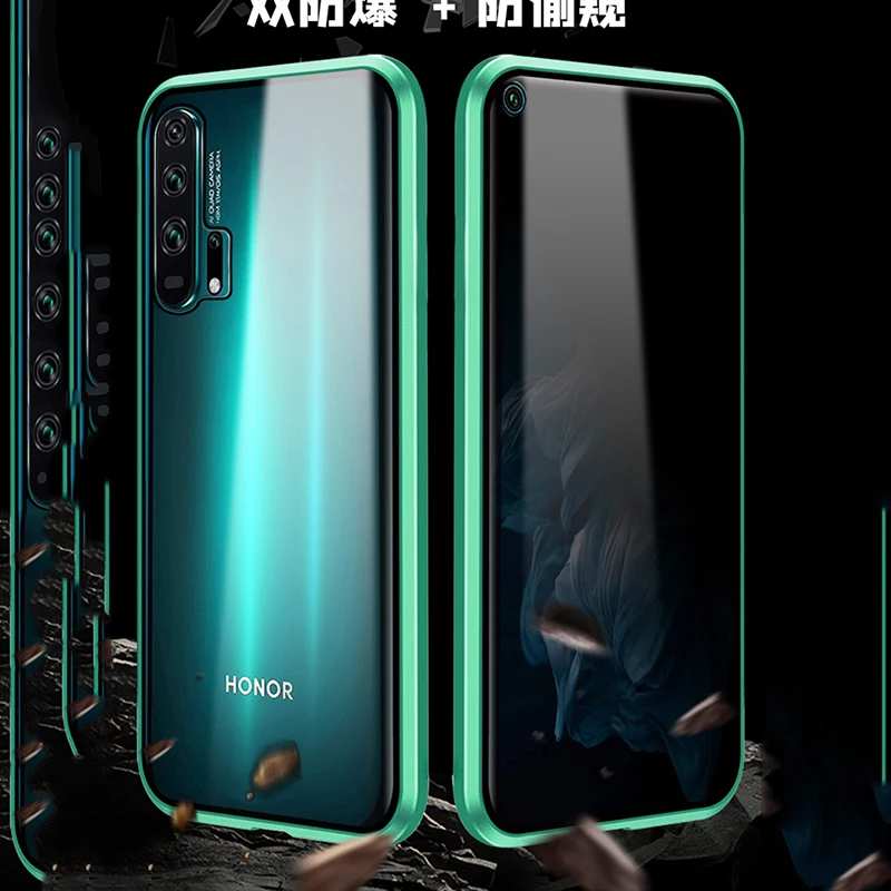 Honor 20 Pro закаленное стекло чехол для Honor 20 конфиденциальности Магнитная Адсорбция металлический бампер полное покрытие для Honor 20 Pro Телефон оболочка