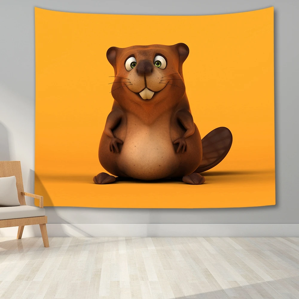 Гобелен из полиэфирной ткани с изображением животных мультфильма Бобр Настенный
