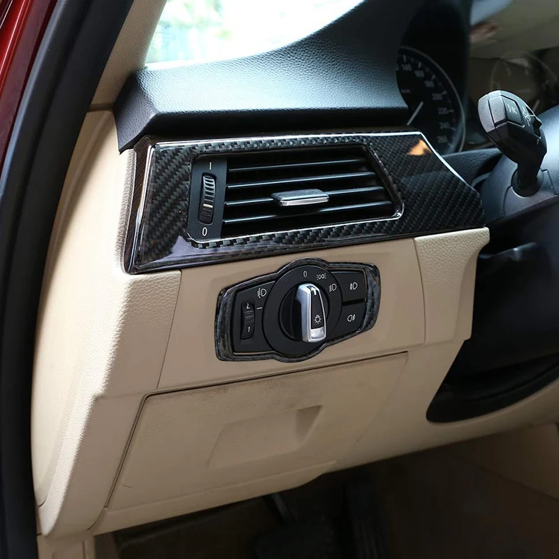 for E90 E92 E93 2008-2012 325I 328I 335I 3 Series Interior Carbon Fiber Headlight Switch Buttons Cover Trim | Автомобили и