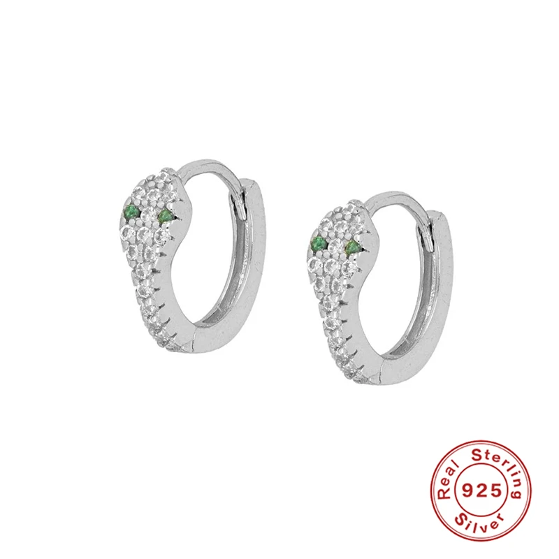 Серьги-кольца женские из серебра 925 пробы с рисунком змеи | Украшения и аксессуары