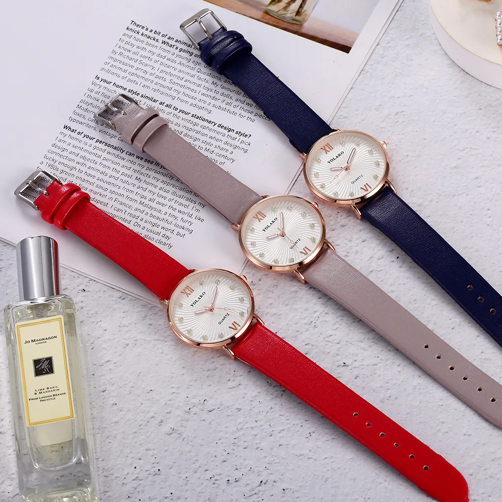 

New Simple Casual Women Wrist Watch Business ultra-thin Waterproof Black Leather Strap Roman Digital Diamond Ladies Quartz Watch