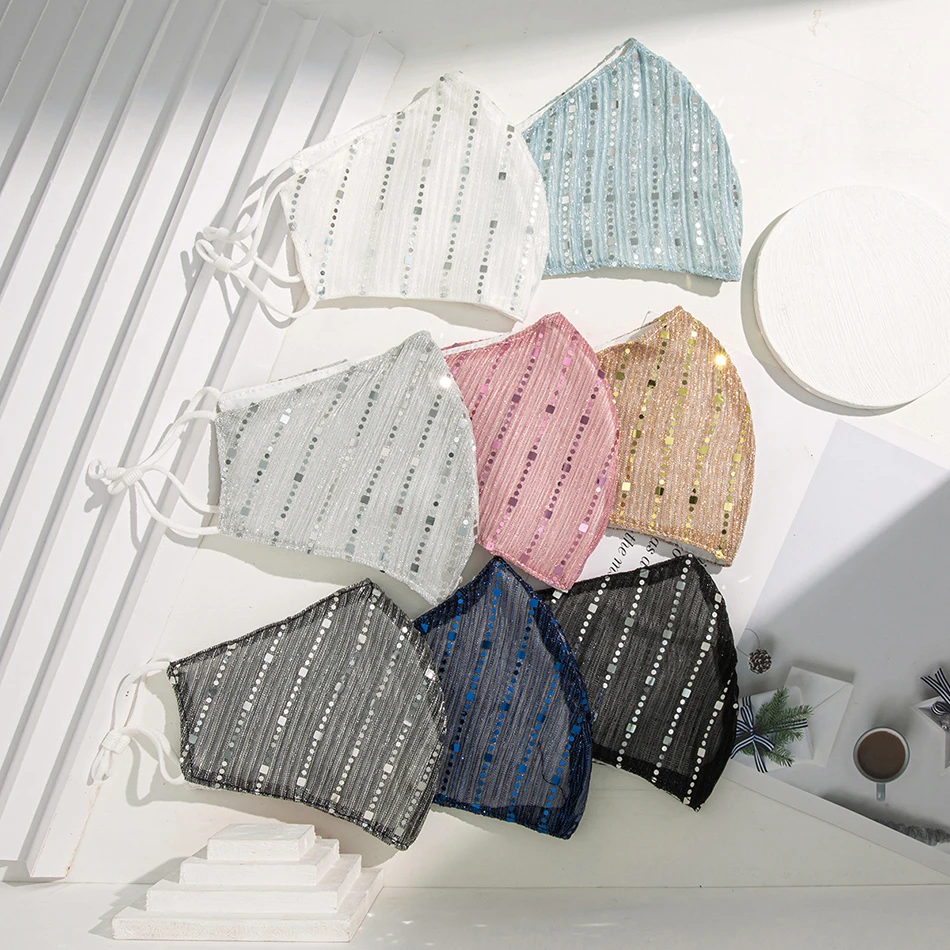 Модные маски для лица с блестками женщин взрослых модная маска против пыли PM2.5