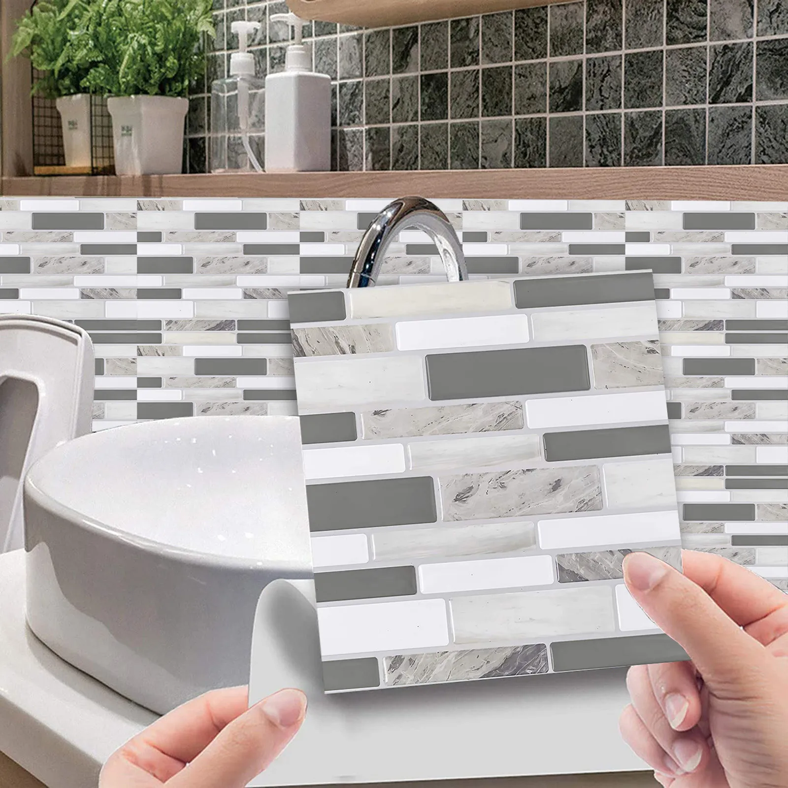 10 шт./компл. самоклеящиеся плитки 3d печатные наклейки кухня ванная комната