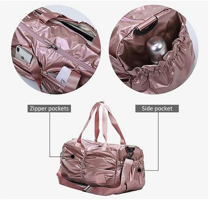 Ручная сумка для йоги Nieuwe Waterdichte PU Reistas Roze Handtas voor Schoenen Droog Nat Duffle Tassen Schoudertas Vrouwen