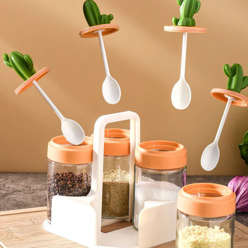 Креативная стеклянная комбинированная баночка для приправ в форме кактуса