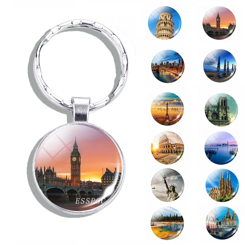 Брелок с изображением всемирно известных аттракционов красивая Эйфелева башня