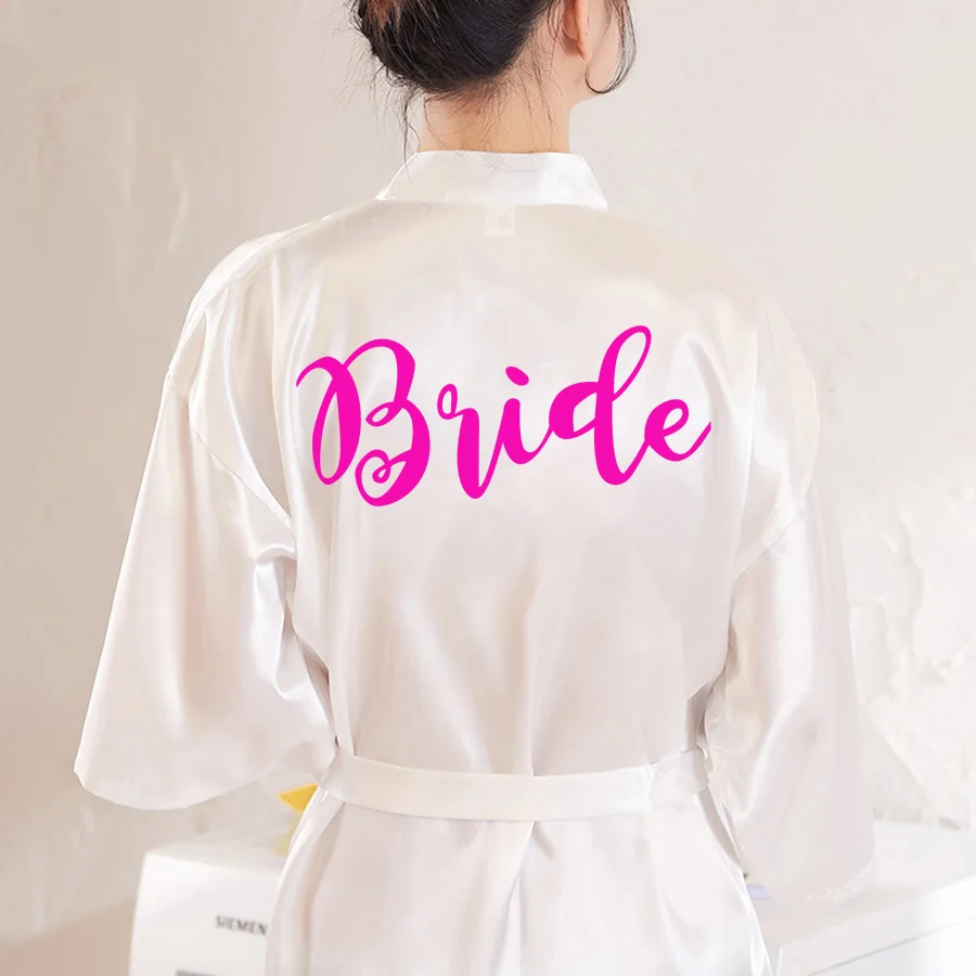 Халат женский атласный с принтом пижама для молодых девушек и невест кимоно