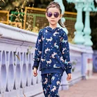 Костюм детский хлопковый с капюшоном и принтом единорога