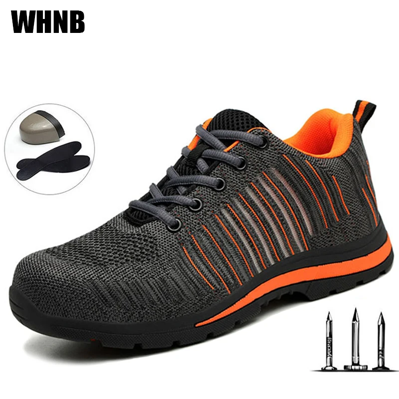 

Steel Toe Safety Work Shoes Men Women Puncture-proof Boots Indestructible Shoes Lightweight Breathable Sneakers Women Size 35-48