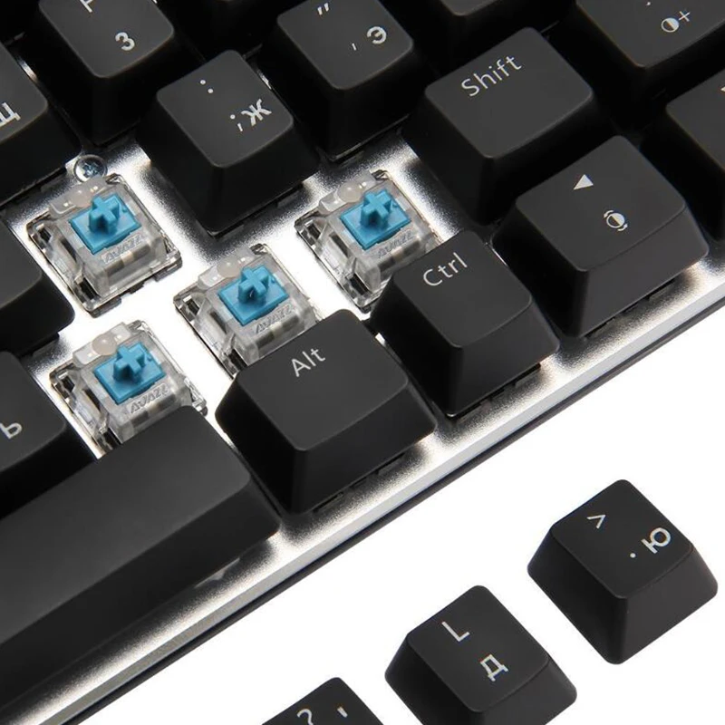 Проводная игровая механическая клавиатура черный синий переключатель 82 клавиши